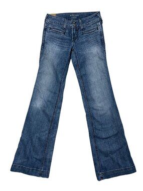 Ariat Denim Women's Sz 25 Trouser Jeans  Wash Flared Leg Western Style